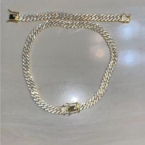 20 in. Plated Gold Cuban Link Chain and Bracelet